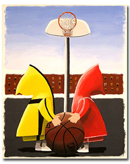 Hoop Dreams: Two kids looking at the basketball hoop and wondering how they will get the ball that high